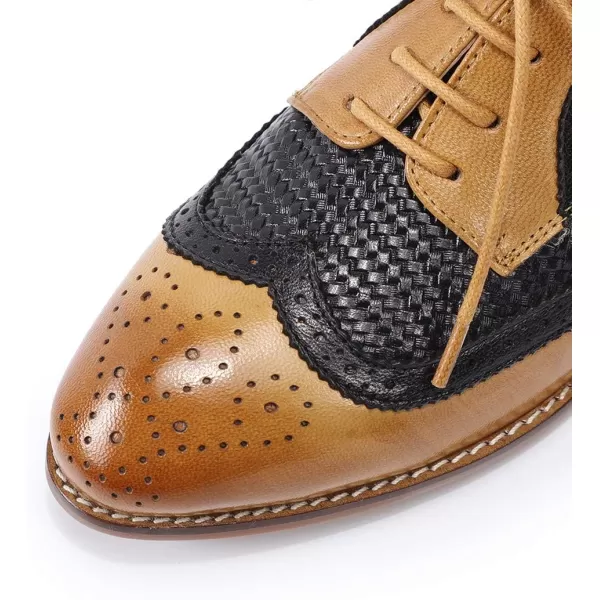 Mona flying Leather Flat Oxfords for Women Lace up Brogue Wingtips for Ladies