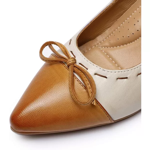 Mona flying Leather Mid Kitten Pumps Elegant Women Slip On Classic Comfortable Elegant Handmade Work Shoes