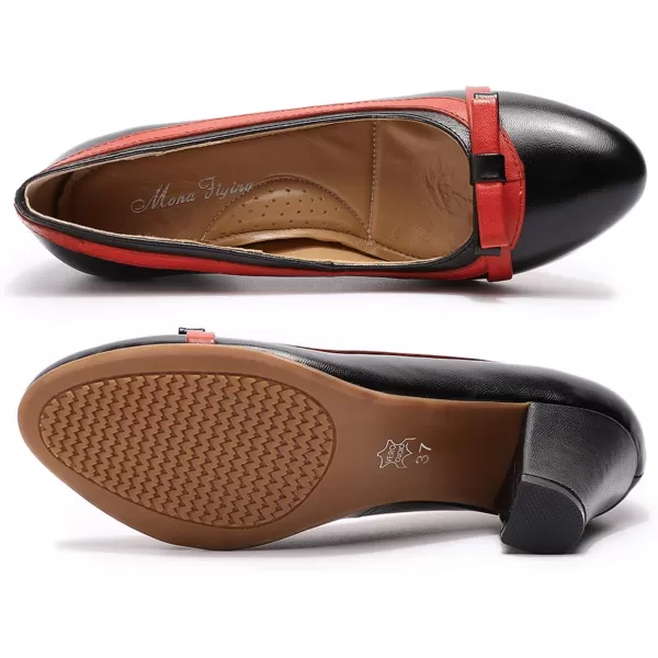 Mona flying Leather Mid Kitten Pumps Elegant Women Slip On Classic Comfortable Elegant Handmade Work Shoes