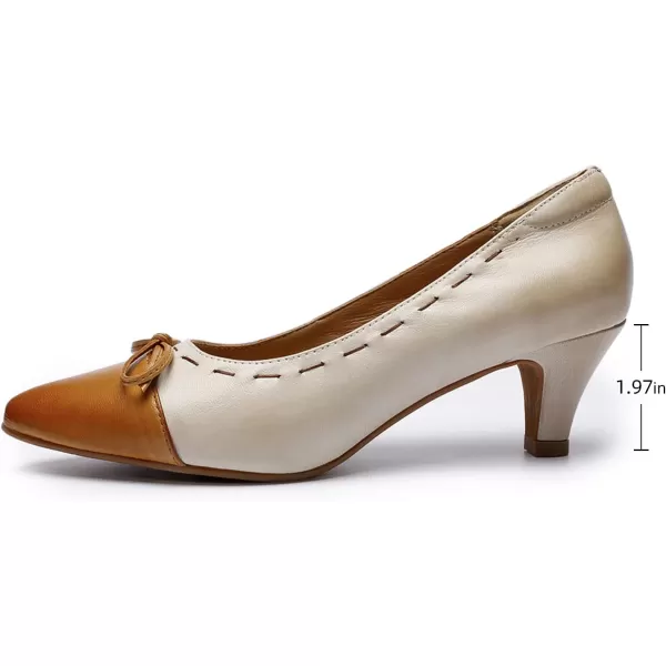 Mona flying Leather Mid Kitten Pumps Elegant Women Slip On Classic Comfortable Elegant Handmade Work Shoes