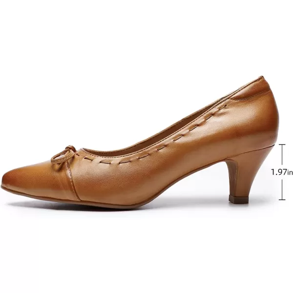Mona flying Leather Mid Kitten Pumps Elegant Women Slip On Classic Comfortable Elegant Handmade Work Shoes