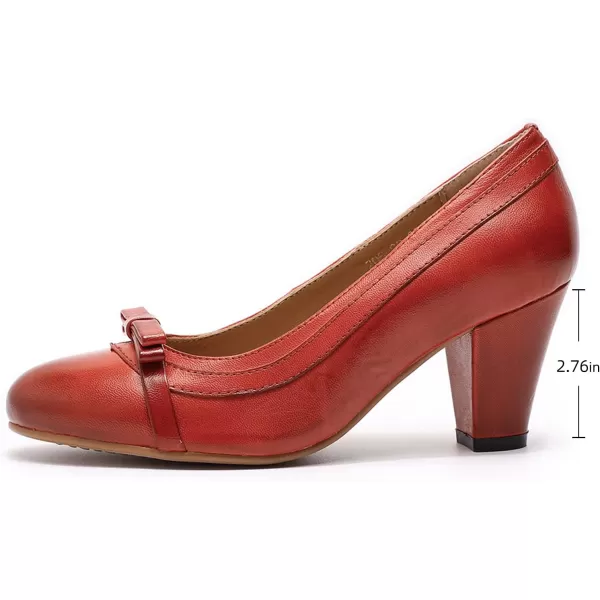Mona flying Leather Mid Kitten Pumps Elegant Women Slip On Classic Comfortable Elegant Handmade Work Shoes