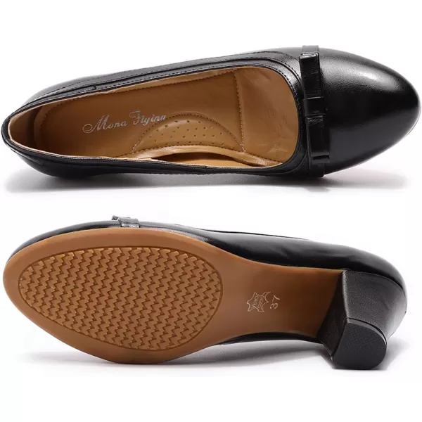 Mona flying Leather Mid Kitten Pumps Elegant Women Slip On Classic Comfortable Elegant Handmade Work Shoes