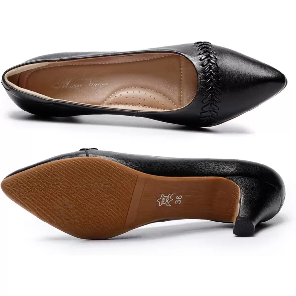 Mona flying Leather Mid Kitten Pumps Elegant Women Slip On Classic Comfortable Elegant Handmade Work Shoes