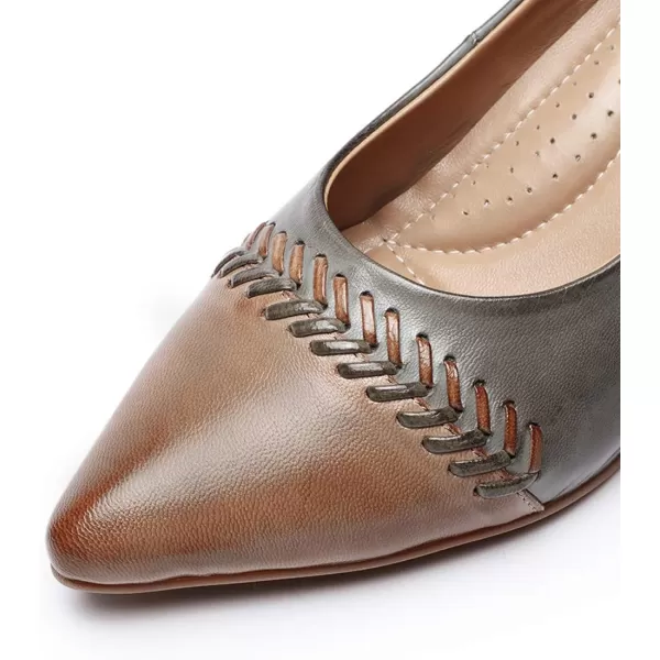 Mona flying Leather Mid Kitten Pumps Elegant Women Slip On Classic Comfortable Elegant Handmade Work Shoes
