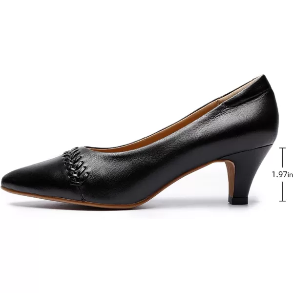 Mona flying Leather Mid Kitten Pumps Elegant Women Slip On Classic Comfortable Elegant Handmade Work Shoes