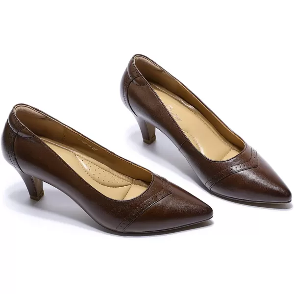 Mona flying Leather Mid Kitten Pumps Elegant Women Slip On Classic Comfortable Elegant Handmade Work Shoes