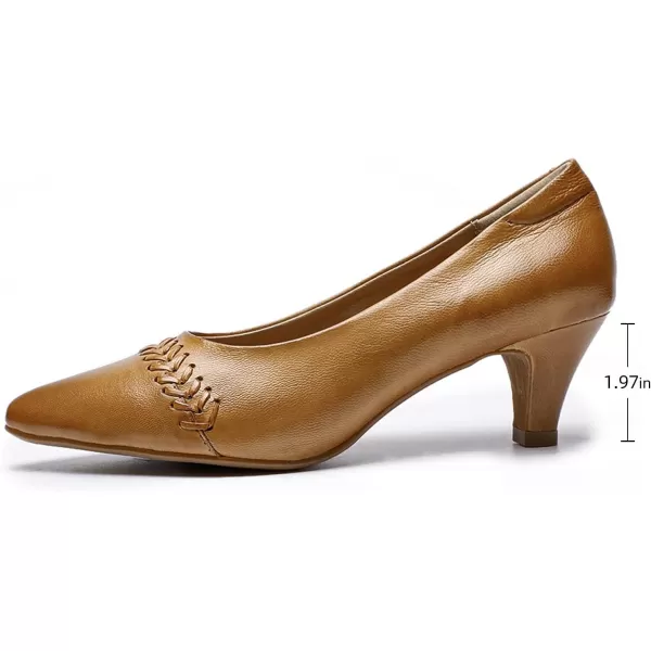 Mona flying Leather Mid Kitten Pumps Elegant Women Slip On Classic Comfortable Elegant Handmade Work Shoes