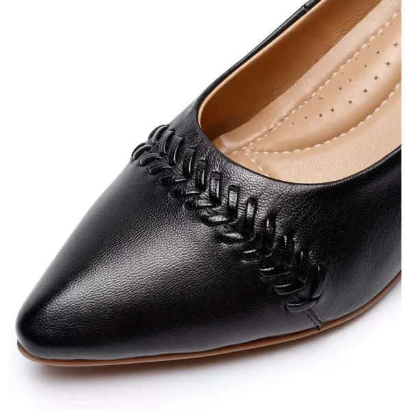 Mona flying Leather Mid Kitten Pumps Elegant Women Slip On Classic Comfortable Elegant Handmade Work Shoes