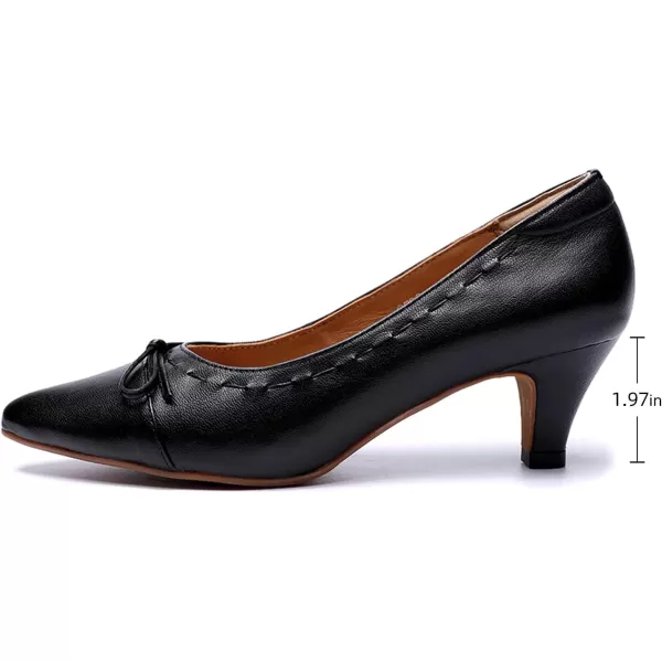 Mona flying Leather Mid Kitten Pumps Elegant Women Slip On Classic Comfortable Elegant Handmade Work Shoes