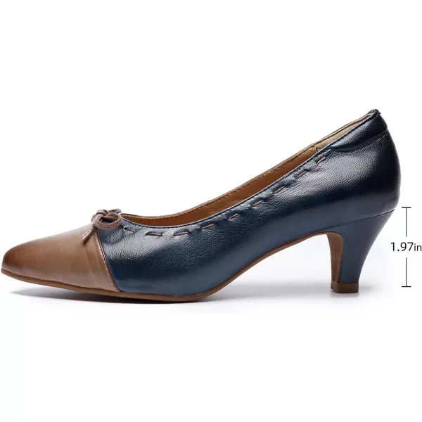 Mona flying Leather Mid Kitten Pumps Elegant Women Slip On Classic Comfortable Elegant Handmade Work Shoes
