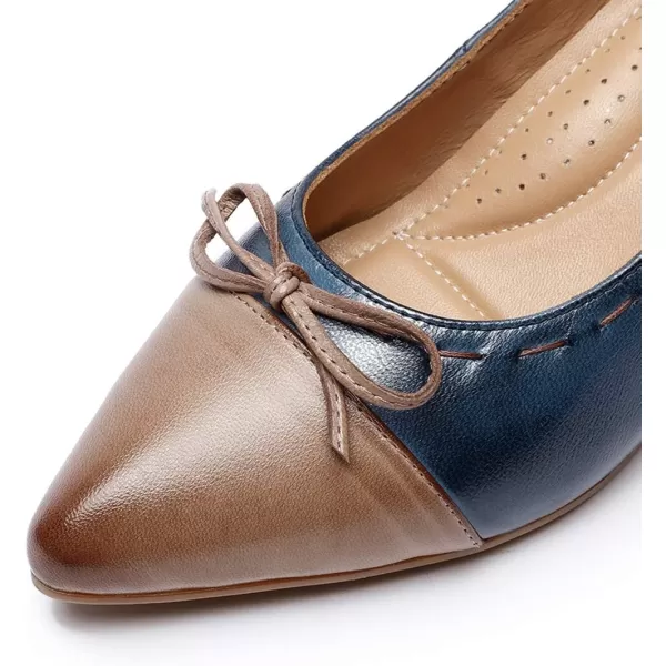 Mona flying Leather Mid Kitten Pumps Elegant Women Slip On Classic Comfortable Elegant Handmade Work Shoes
