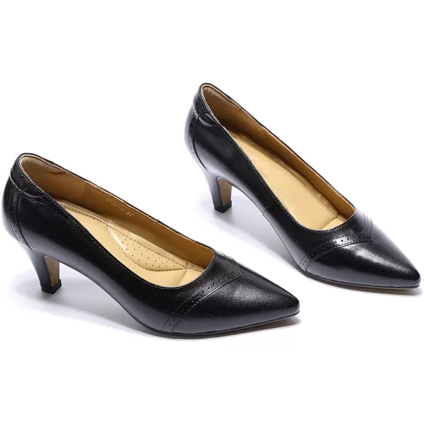 Mona flying Leather Mid Kitten Pumps Elegant Women Slip On Classic Comfortable Elegant Handmade Work Shoes