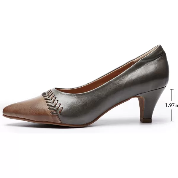 Mona flying Leather Mid Kitten Pumps Elegant Women Slip On Classic Comfortable Elegant Handmade Work Shoes