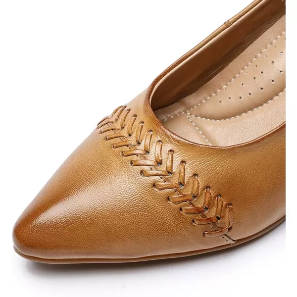 Mona flying Leather Mid Kitten Pumps Elegant Women Slip On Classic Comfortable Elegant Handmade Work Shoes
