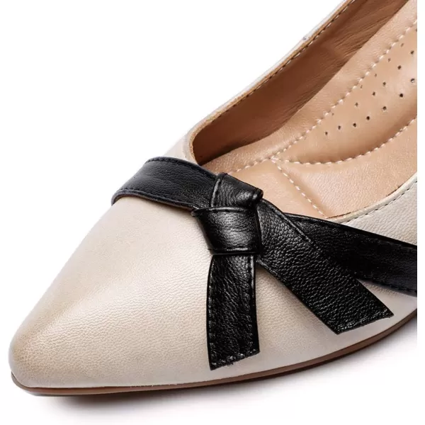 Mona flying Leather Retro Pointed Toe Pumps Women Kitten Heels Dressy Casual Shoes
