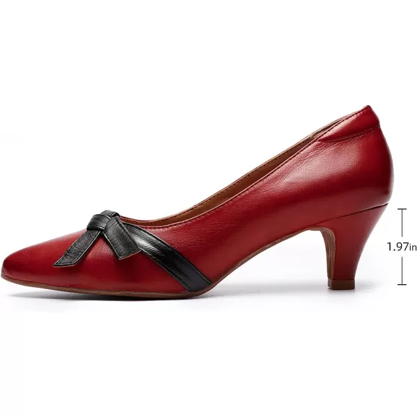 Mona flying Leather Retro Pointed Toe Pumps Women Kitten Heels Dressy Casual Shoes