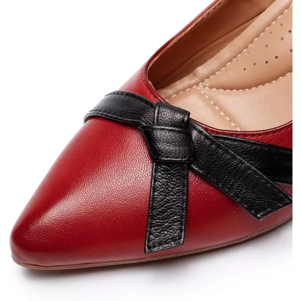 Mona flying Leather Retro Pointed Toe Pumps Women Kitten Heels Dressy Casual Shoes