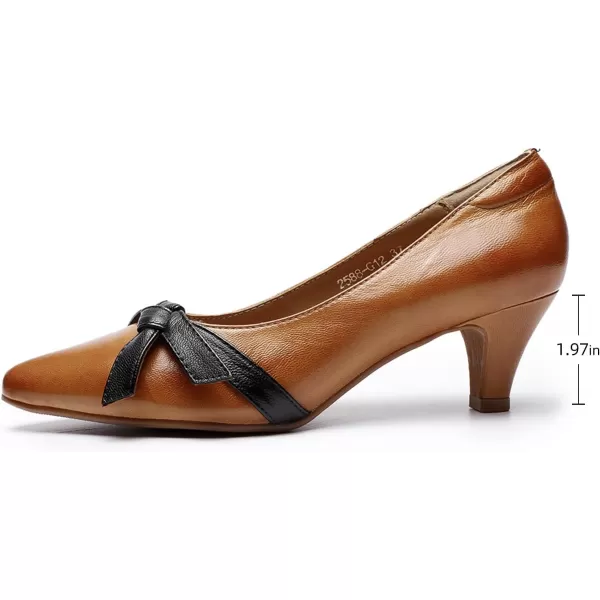 Mona flying Leather Retro Pointed Toe Pumps Women Kitten Heels Dressy Casual Shoes
