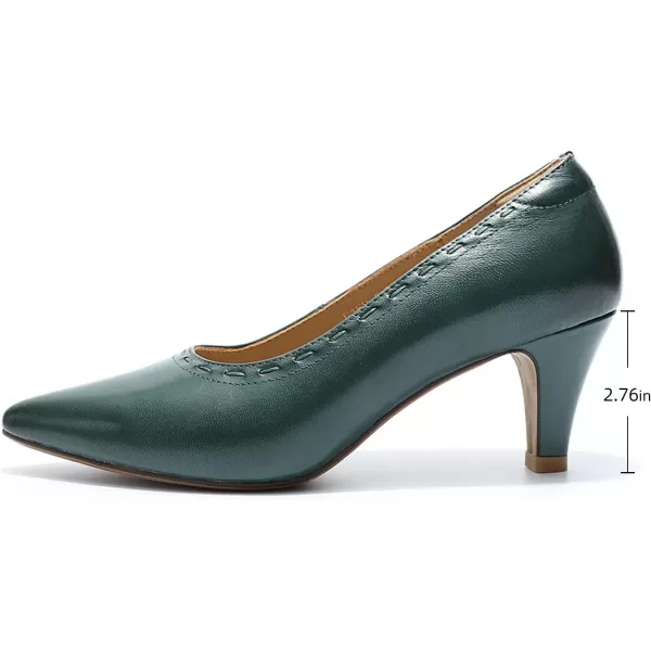 Mona flying Leather Retro Pointed Toe Pumps Women Kitten Heels Dressy Casual Shoes