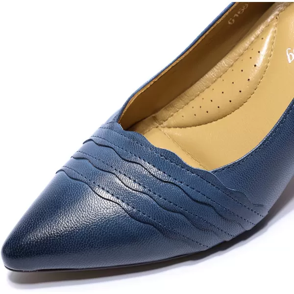 Mona flying Leather Retro Pointed Toe Pumps Women Kitten Heels Dressy Casual Shoes