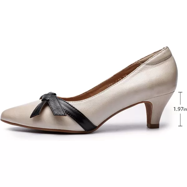 Mona flying Leather Retro Pointed Toe Pumps Women Kitten Heels Dressy Casual Shoes