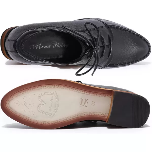 Mona flying Women's Comfortable Dress Oxfords Derby Lace-up Leather Shoes for Ladies