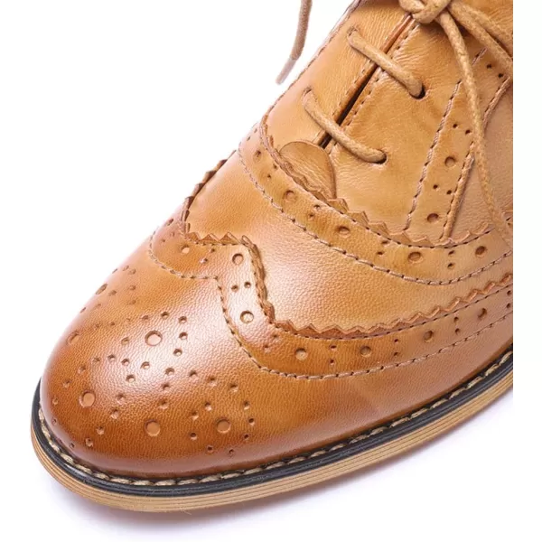 Mona flying Womens Handcrafted Comfy Wingtip Oxfords Brogue Ladies Lace up Leather Shoes