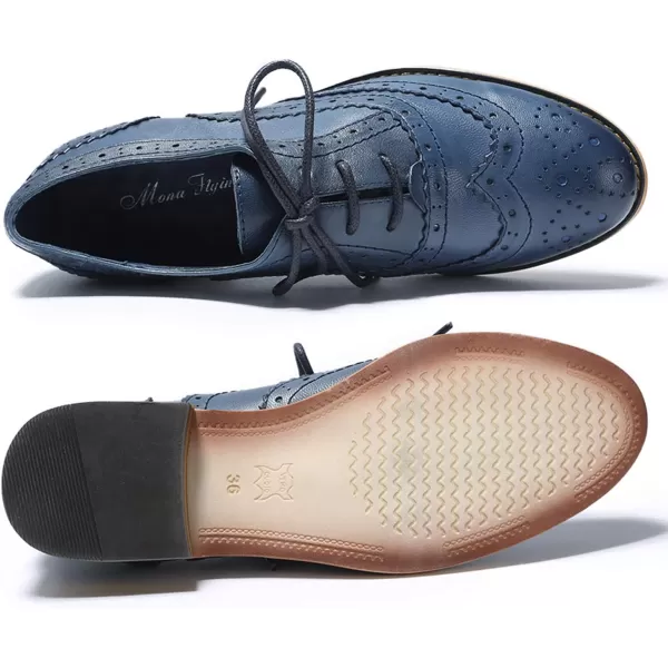 Mona flying Womens Handcrafted Comfy Wingtip Oxfords Brogue Ladies Lace up Leather Shoes