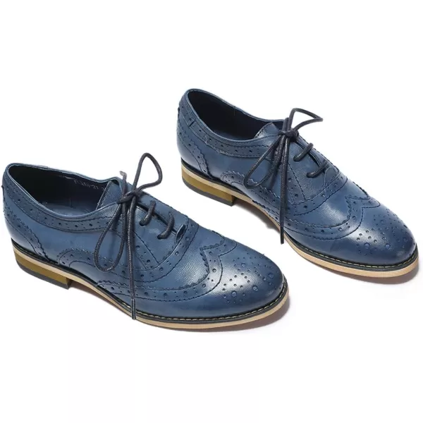 Mona flying Womens Handcrafted Comfy Wingtip Oxfords Brogue Ladies Lace up Leather Shoes
