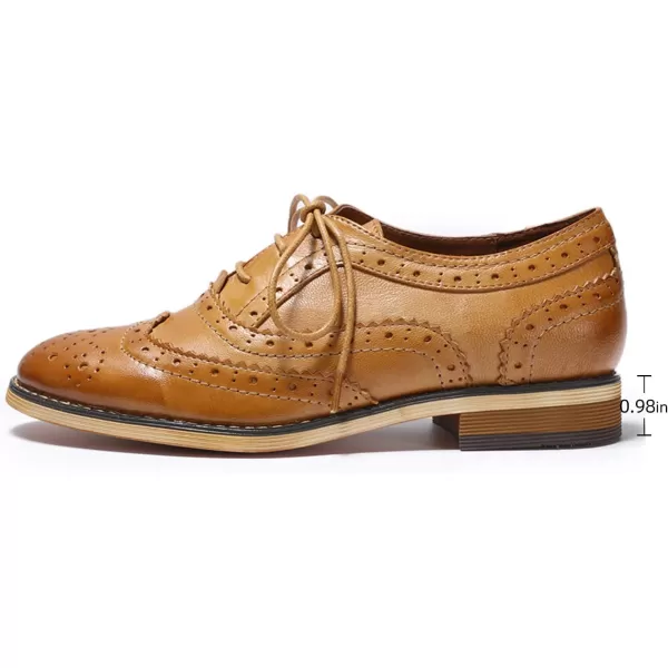 Mona flying Womens Handcrafted Comfy Wingtip Oxfords Brogue Ladies Lace up Leather Shoes
