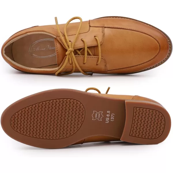 Mona flying Womens Handmade Dress Oxfords Derby Comfortable Lace up Leather Shoes for Ladies