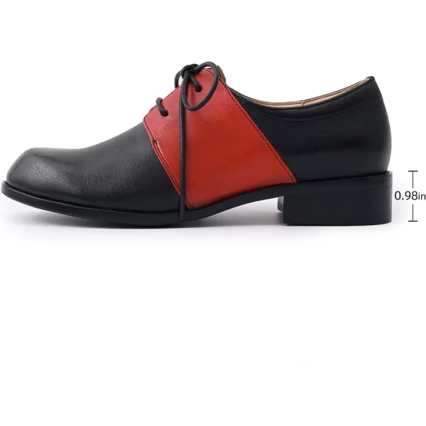 Mona flying Women's Handmade Two Tone Dress Oxfords Derby Comfy Lace up Leather Shoes for Ladies