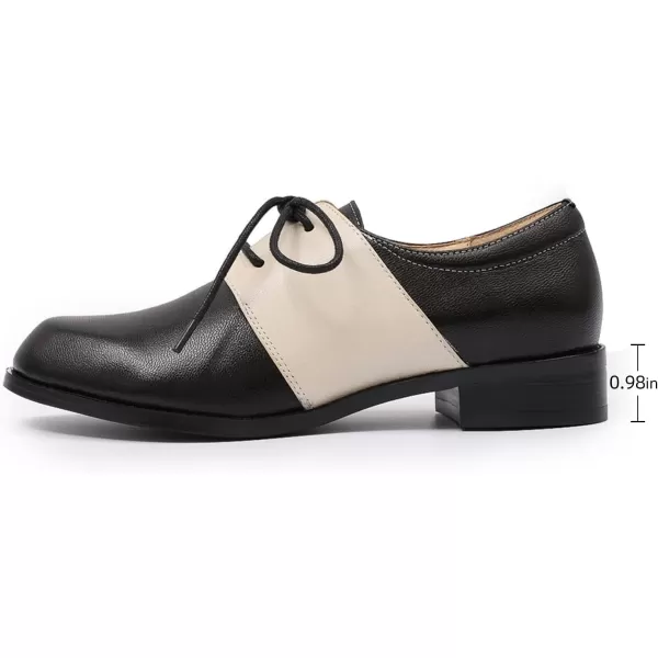 Mona flying Women's Handmade Two Tone Dress Oxfords Derby Comfy Lace up Leather Shoes for Ladies