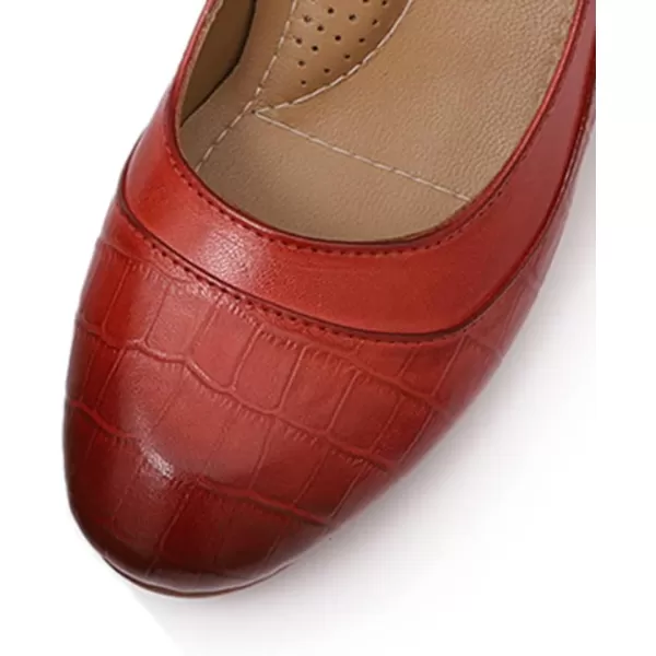Mona flying Women's Leather Closed Toe 2 Inch Mid Wedges Heels with Arch Support Round Toe Comfortable Dress Pumps for Women Ladies