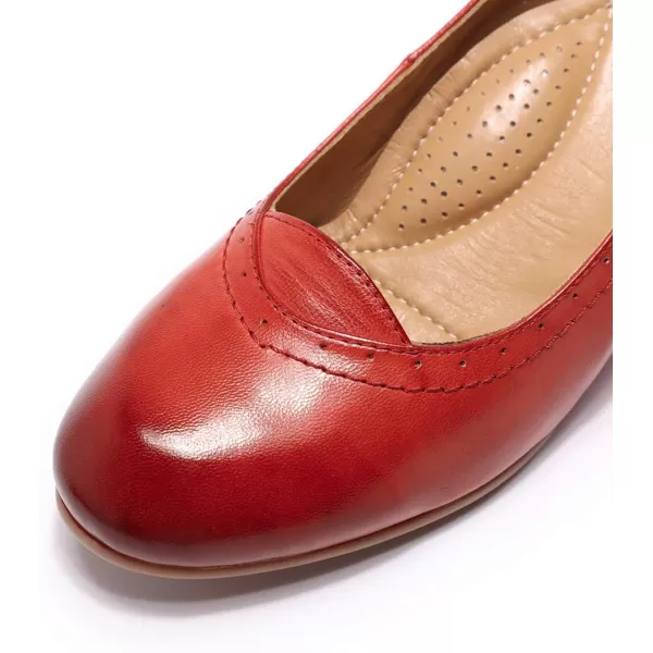 Mona flying Women's Leather Closed Toe 2 Inch Mid Wedges Heels with Arch Support Round Toe Comfortable Dress Pumps for Women Ladies