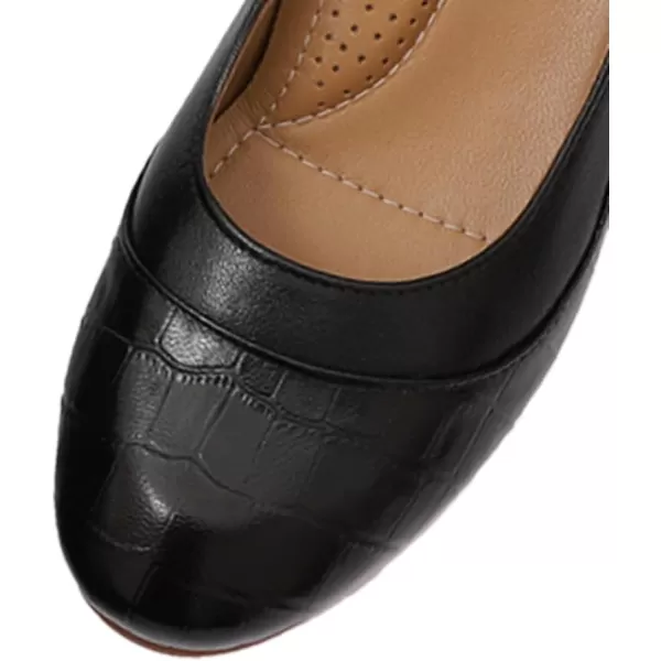 Mona flying Women's Leather Closed Toe 2 Inch Mid Wedges Heels with Arch Support Round Toe Comfortable Dress Pumps for Women Ladies