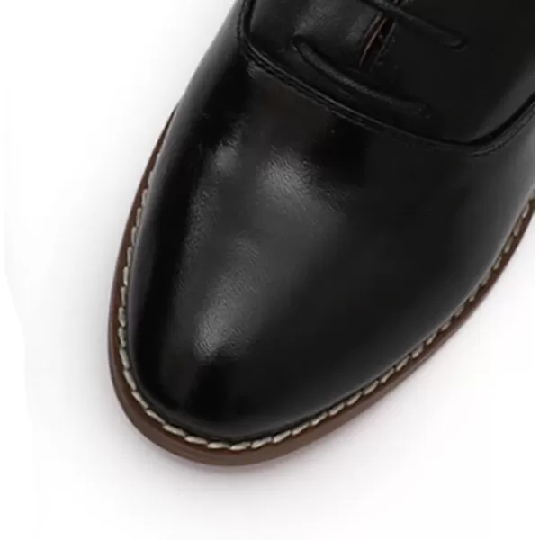 Mona flying Women's Leather Mid Chunky Heel Oxfords Lace up Dress Pumps Shoes for Ladies