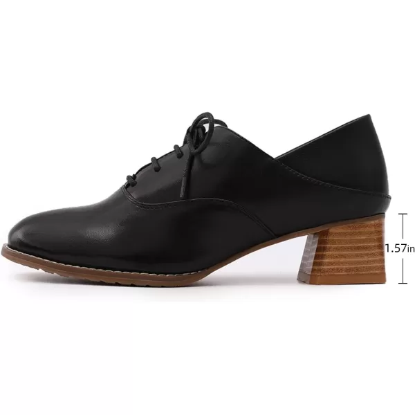 Mona flying Women's Leather Mid Chunky Heel Oxfords Lace up Dress Pumps Shoes for Ladies