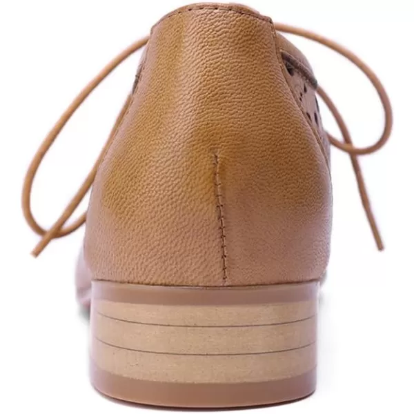 Mona flying Women's Leather Perforated Lace-up Oxfords Brogue Derby Shoes for Ladies