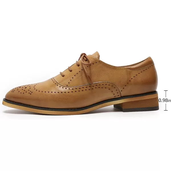 Mona flying Women's Leather Perforated Lace-up Oxfords Brogue Derby Shoes for Ladies