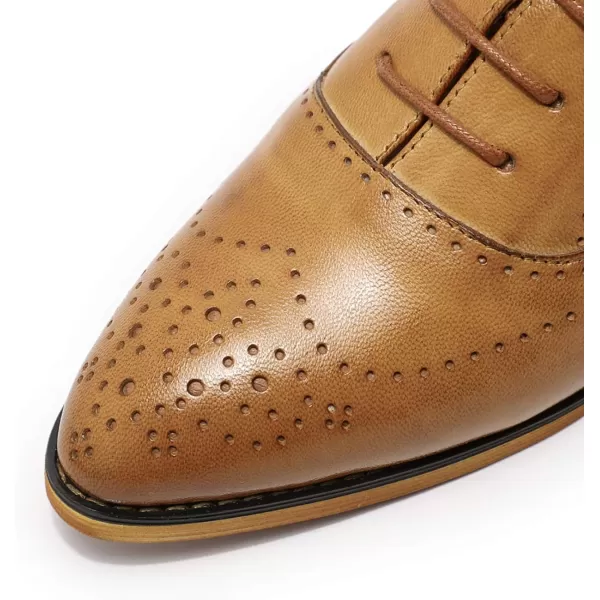 Mona flying Women's Leather Perforated Lace-up Oxfords Brogue Derby Shoes for Ladies