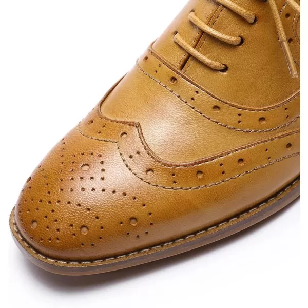 Mona flying Women's Leather Perforated Lace-up Oxfords Brogue Wingtip Derby Shoes for Ladies