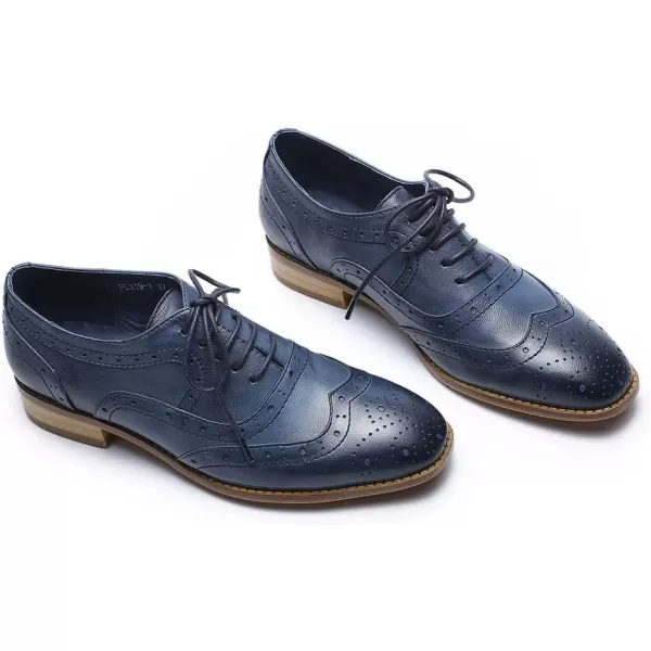 Mona flying Women's Leather Perforated Lace-up Oxfords Brogue Wingtip Derby Shoes for Ladies