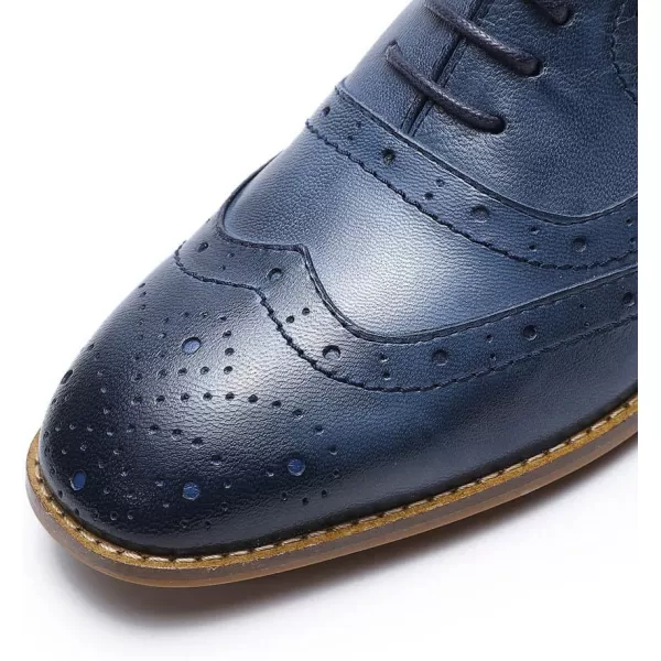 Mona flying Women's Leather Perforated Lace-up Oxfords Brogue Wingtip Derby Shoes for Ladies