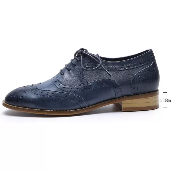Mona flying Women's Leather Perforated Lace-up Oxfords Brogue Wingtip Derby Shoes for Ladies