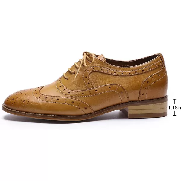 Mona flying Women's Leather Perforated Lace-up Oxfords Brogue Wingtip Derby Shoes for Ladies