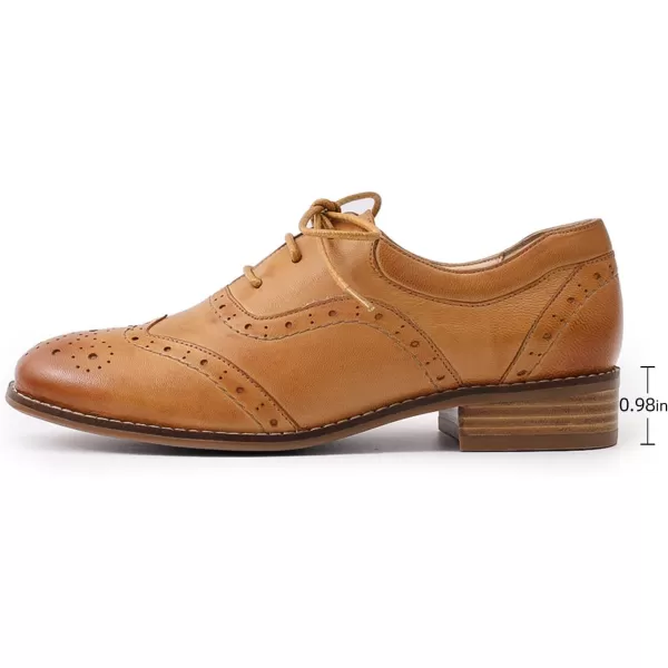 Mona flying Women's Leather Perforated Lace-up Oxfords Brogue Wingtip Derby Shoes for Ladies