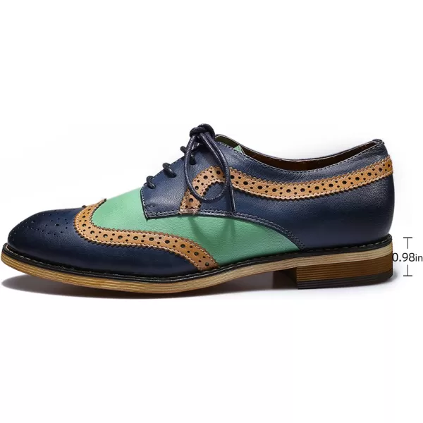 Mona flying Women's Leather Perforated Lace-up Oxfords Brogue Wingtip Derby Shoes for Ladies Women