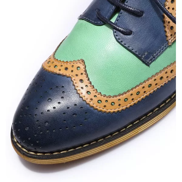 Mona flying Women's Leather Perforated Lace-up Oxfords Brogue Wingtip Derby Shoes for Ladies Women